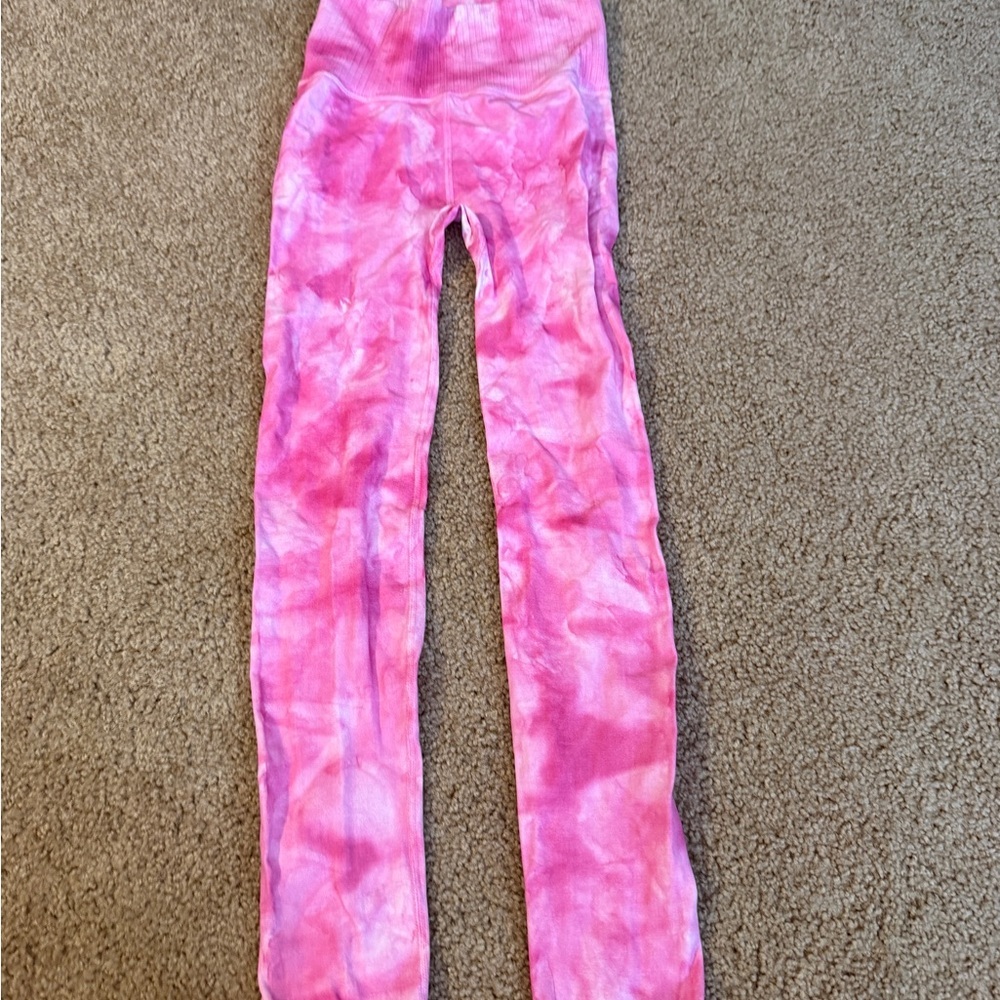 FP Movement by Free People Pink Tie-Dye High-Rise Leggings